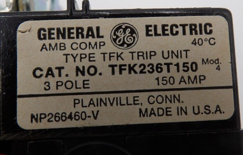 GE TFK236T150 150 A 3P 600V AUSLÖSEEINHEIT, MAG ADJ. 700-1500, gebraucht - Bild 2 von 3