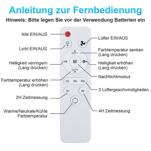 LED Lampe mit Ventilator Dimmbar Deckenventilator mit Beleuchtung E27 Sockel DE - Bild 9 von 15