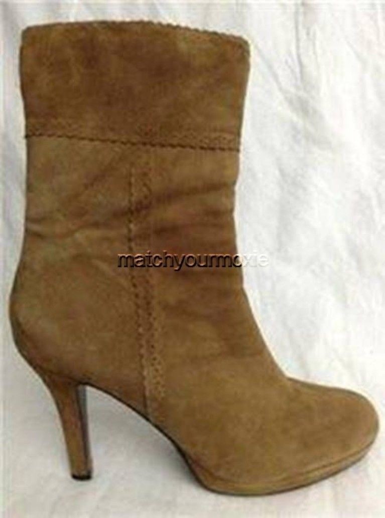 Caramel Color Suede Side Zip Mid Calf Boots by BANDOLINO Sz 10 BOHO 4.25" Heels Caramel Color Suede Side Zip Mid Calf Boots by BANDOLINO Sz 10 BOHO 4.25" Heels