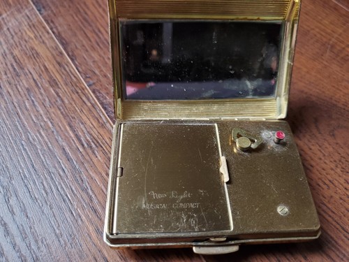 Vintage New Light Musical Compact Powder Mirror Case - Picture 5 of 7