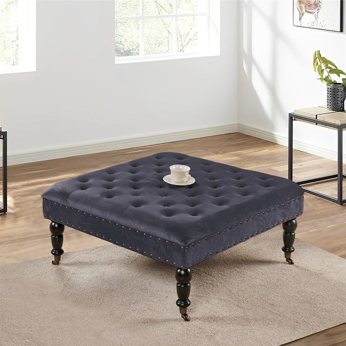 33" Large Square Tufted Ottoman Coffee Table with Casters Wheels for Living Room - Picture 119 of 119