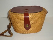 Women's Basket Wicker Box Purse Leather Trim Made In Hong Kong Very Nice