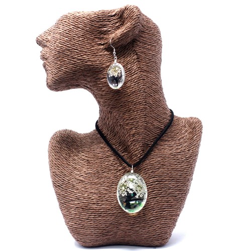 Real Pressed Flower Tree Of Life Necklace And Earring Set - Gift Boxed - Pendant - Picture 13 of 24