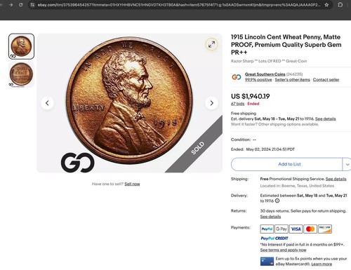 1915 PCGS PR64RB 1,150 Minted █ $2,350 APR! █ Key Date! MATTE PROOF Lincoln Cent - Picture 5 of 6