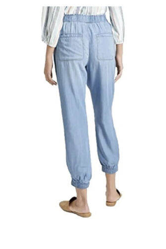 Women's Size S Mid-Rise Jogger Pants Light Blue Knox Rose Waist Bow Tie - Picture 2 of 6
