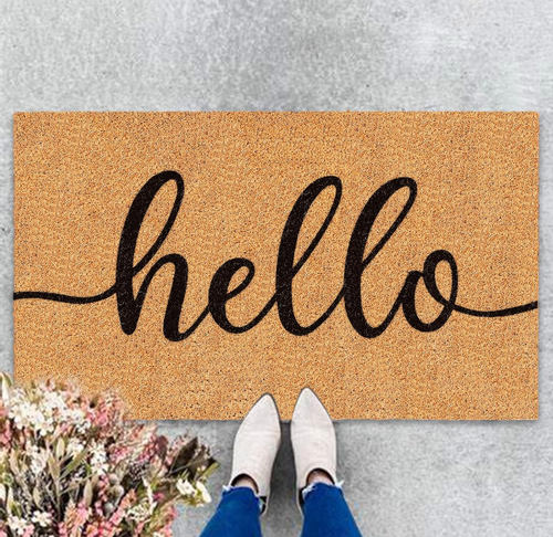Hello Door Mat Welcome Natural Coir Door Mat Farmhouse Floor Mat Thick Non-Slip - Picture 9 of 12