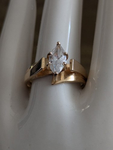 Vtg 14k Plumb Yellow Gold Solitaire CZ Ring 7.75 Prong Set Estate Art Jewelry 4G - Picture 13 of 24