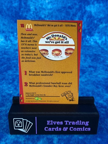 McDonald's Collectible Cards SINGLE Non-Sport Trading card by Classic 1996 - Picture 28 of 92