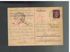 1944 Kirchmuser Germany Arbeitslager Labor Camp Postcard Cover to Belgium
