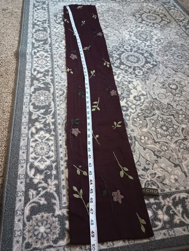 Echo Floral Embroidered Felted Wool Silk Scarf Purple Beaded Dark Cottage Forest - Picture 9 of 10