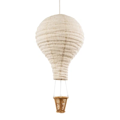 HAPPY HOMEWARES Modern Hot Air Balloon Oatmeal Linen Easy Fit Pendant Lighting Shade by Happy...