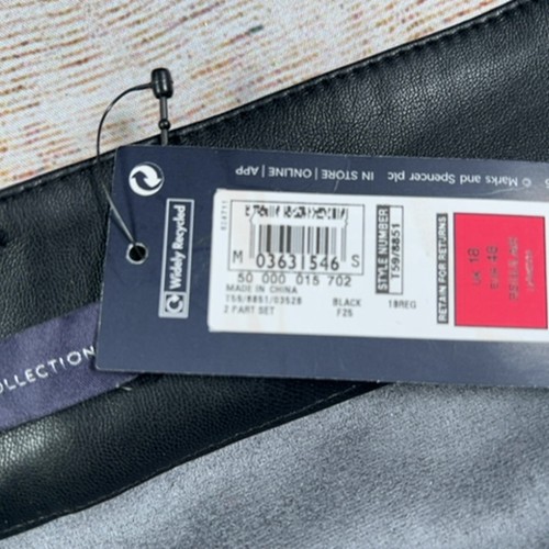 Gonna donna nera ecopelle Marks & Spencer taglia 18R con cintura nuova con etichette - Foto 5 di 12