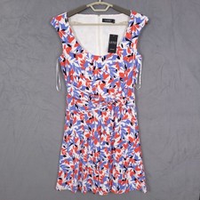 Lauren Ralph Lauren Dress Sz 4 Twist Front Lined Cap Sleeve Scoop Floral Zipped