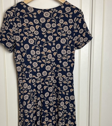 Seasalt Enor Jersey Midi Dress UK 8 Navy Blue Ditsy Floral Fit & Flare Pockets - Picture 8 of 10