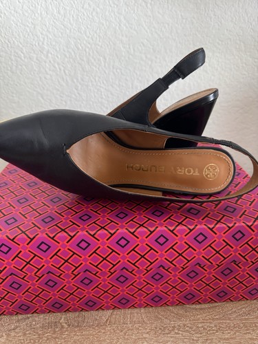 Tory Burch Lila 95MM Sling back Pump Calf Leather Perfect Black Size US 6.5 - Picture 8 of 12