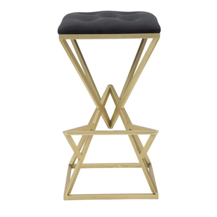 Tabouret de Bar Design "Pyramid" 75cm Noir & Or - Photo 3/4