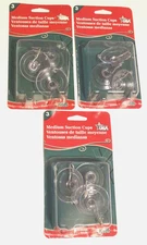 3 Pkgs of 3 Medium Suction Cups w/ Hooks Christmas Holidays Hold up to 3 Pounds 