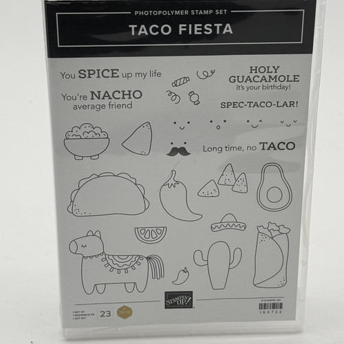Stampin Up Taco Fiesta Stamp Set Cinco De Mayo Nachos Chips Avocado Burrito NEW