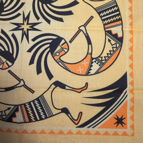 Vintage NOS Taschentuch Bandana 21" USA gelb Kokopelli Southwest Native C7 - Bild 6 von 10