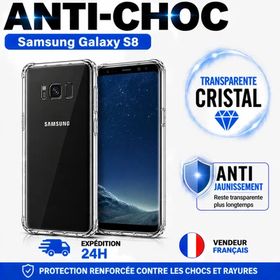 Coque Samsung Galaxy S8 Transparente Antichoc Silicone TPU Antidérapante - Photo 1/4