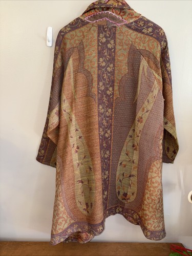 Anu Jacket Womens MvMulticolor Art To Wear Wool Embroidered Artsy Boho Duster - Picture 5 of 5