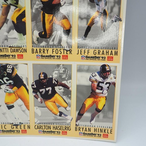 1993 Mcdonald's Pittsburgh Steelers Gameday Tarjetas Edición Limitada Uncut Hoja - Zdjęcie 5 z 6