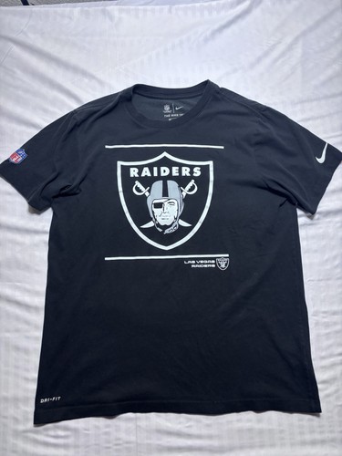 Nike Las Vegas Raiders Shirt Men’s Size Large Black Short Sleeve NFL Drifit - Picture 2 of 8