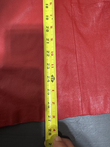 Venezia | 90s Vintage Cherry Red Leather Button Plus Size Blazer Jacket 26/28 - Picture 7 of 11