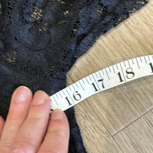 Abito svasato vintage GANNI blu scuro pizzo floreale manica lunga taglia S 36 UK 8 - Foto 10 di 11