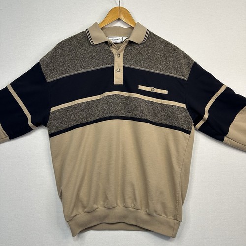 Vintage Classics by Palmland Men’s Large Color block Polo Long Sleeve Shirt