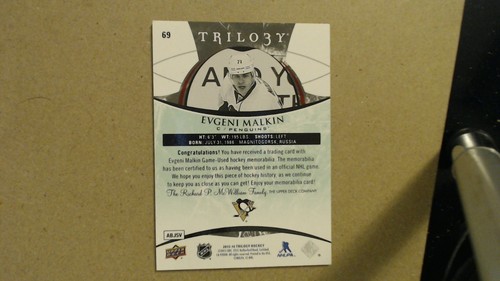 15-16 Evgeni Malkin Upper Deck Trilogy Rainbow Green #69 Jersey 94/106 - Bild 2 von 2