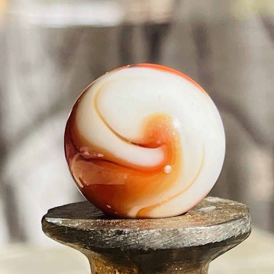 Vintage Christensen Agate Swirl Shooter Marble 1” OxBlood - Image 4 of 4