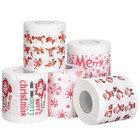  5 Rolls Xmas Toilet Paper Christmas Pattern Bathroom Decorations