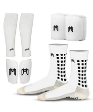 MediCaptain Soccer Grip Socks, Shin Guards, Pre-Cut Sock Sleeves & Guard Straps