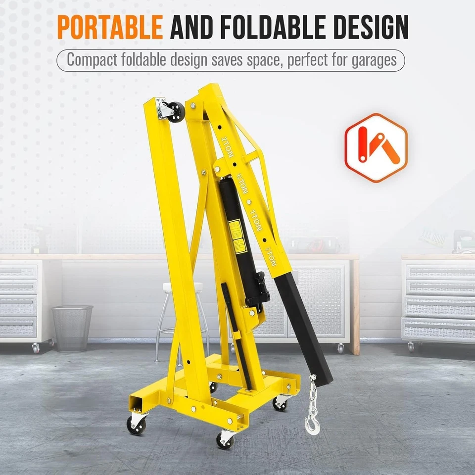 Folding Hydraulic Engine Hoist 2Ton 4400LBS Shop Crane Lift Truck Cherry Picker Foto 2 de 4