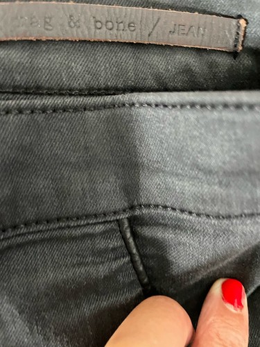 Rag & Bone Jeans Dark Gray Leather Accent Mid Rise Skinny Ankle Jeans SZ 27 - Picture 13 of 21