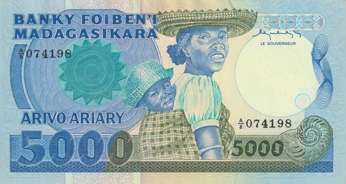 🇲🇬 Madagascar  5000 (5,000) Francs  1983 - 1987   P 69   Crisp UNC - Picture 2 of 5