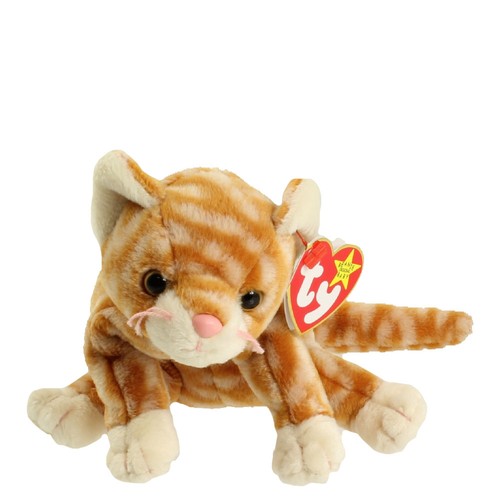TY Beanie Baby - AMBER the Gold Tabby Cat (7,5 Zoll) - MWMTs Stofftier Spielzeug
