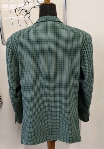 Cacharel Cashmere Lana Vintage Green Pied De Poule Blazer Size 54 Made In Italy - Imagen 4 de 12