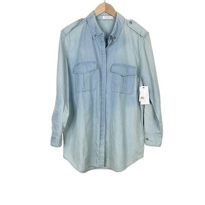 Equipment Femme Chambray Button Front Shirt Long Sleeve Sky Blue Size Small