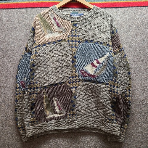 Naval Sailing Sailor Sweater Men's Large Nautica Handknit Chunky Jumper - Picture 2 of 9