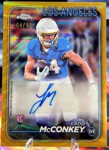 2024 Topps Chrome Ladd McConkey Variation Gold Wave Auto Refractor /50