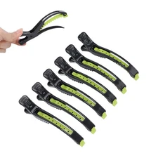 Black Green 6pcs Hair Clip Portable Home Salon Sectioning Hair Clip Set