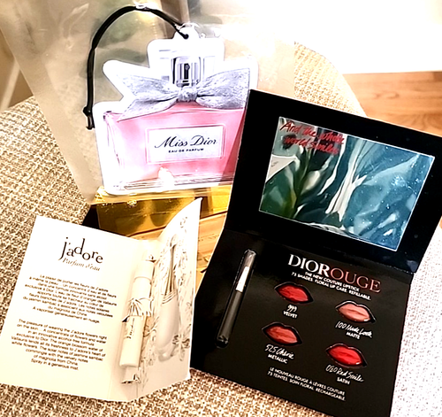 DIOR Black Mesh Makeup Bag /Cosmetic Pouch Limited Edition w 3 Free Samples NEW - Picture 8 of 10