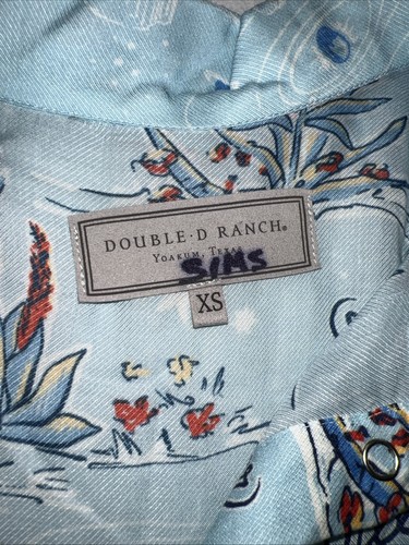 Double D Ranch Be Free Out West Cow Jumps Over Moon Blue Viscose Print Dress XS - Picture 2 of 20