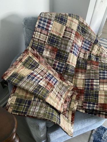 Vintage Woolrich Queen size Plaid Patchwork Quilt W/ 2 Pillow Shams Great Cond. - Bild 6 von 6