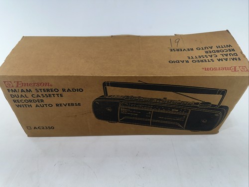 VTG Emerson AC2350 AM/FM Stereo Radio Dual Cassette Recorder Auto Reverse Retro - Picture 8 of 16