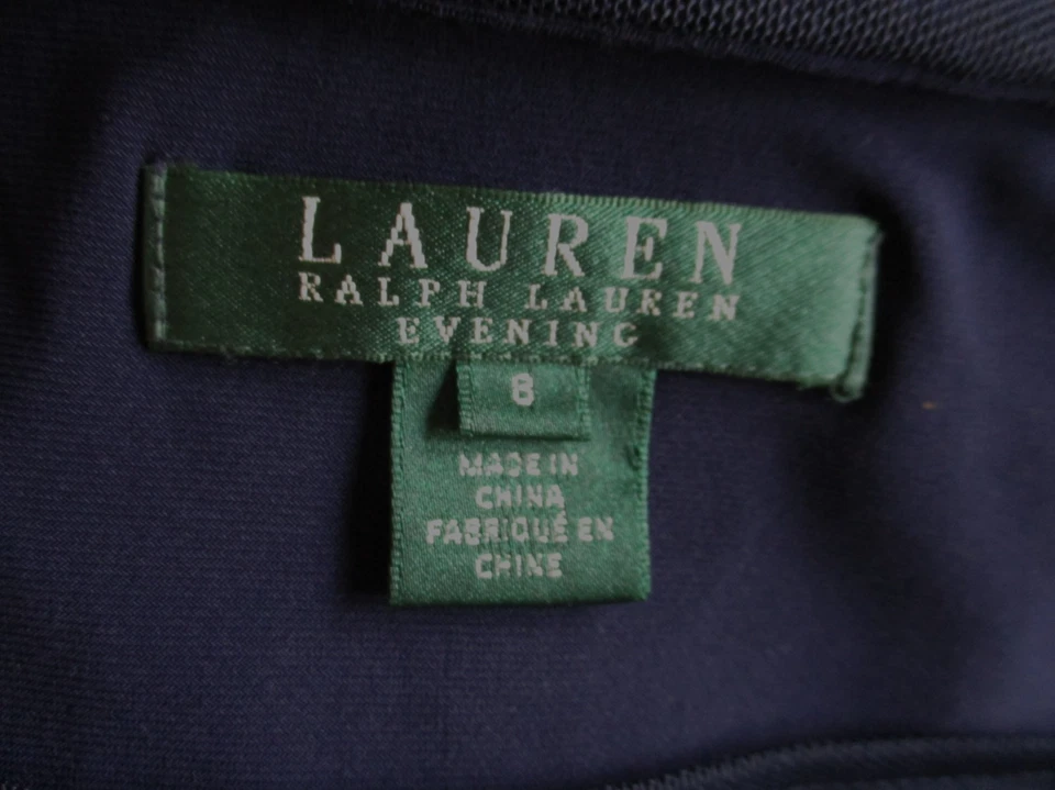 Vestido de noche Ralph Lauren talla 8 para mujer azul marino lentejuelas encaje top Foto 4 de 4