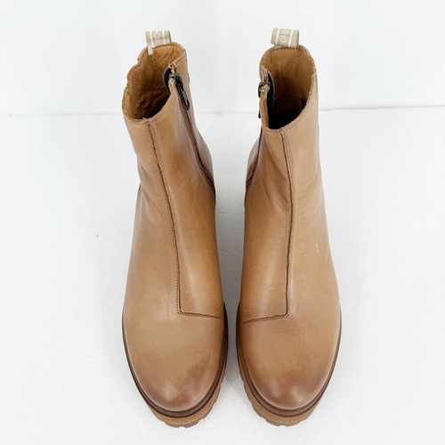Taos Womens Footwear Downtown Boots US 8-8.5 EU 39 Tan Leather Block Heel NIB - Picture 7 of 15
