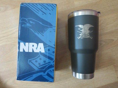 NRA National Rifle Association 30oz Travel Tumbler - Black w/ Silver Eagle - New